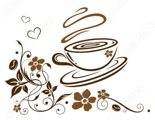 Fototapeta Kawa, kawa, filiżanka kawy, ziarna kawy, kawiarnia