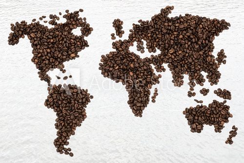 Fototapeta Mapa świata kawy ziaren kawy