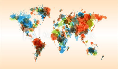 Fototapeta Mapa świata kolorowy nieczysty