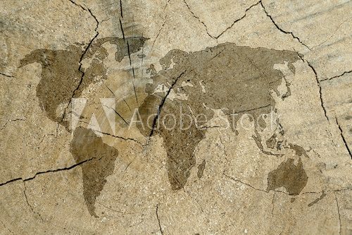 Fototapeta mapa świata na tle drewniane tekstury
