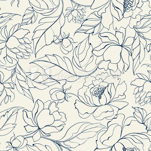 Fototapeta Minimalistyczny motyw botaniczny w konturach