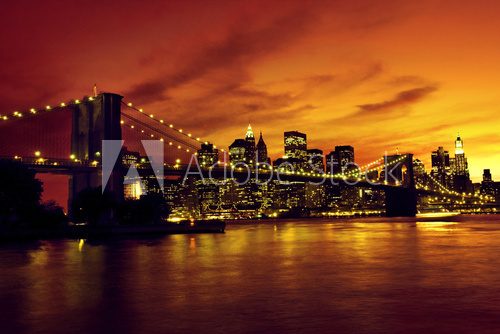 Fototapeta Most Brooklyński i Manhattan przy zmierzchem, Nowy Jork