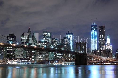 Fototapeta Most Brooklyński i Manhattan Skyline At Night, New York City