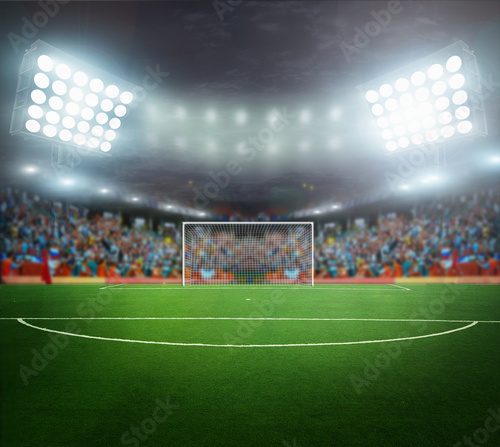 Fototapeta Nocna scena meczu na stadionie