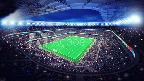 Fototapeta Nocna scena stadionu z pełnymi trybunami