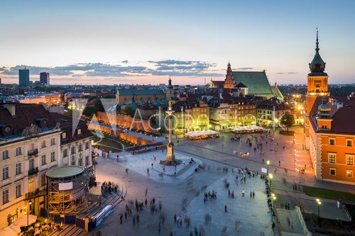 Fototapeta Panorama Warszawy ze Starym Miastem w nocy