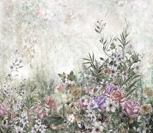 Fototapeta Pastelowa eksplozja botanicznych wzorów
