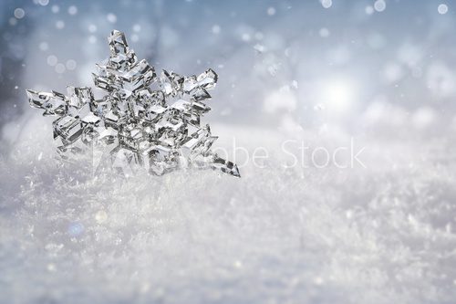 Fototapeta Piękny płatek śniegu plenerowy w zimie.