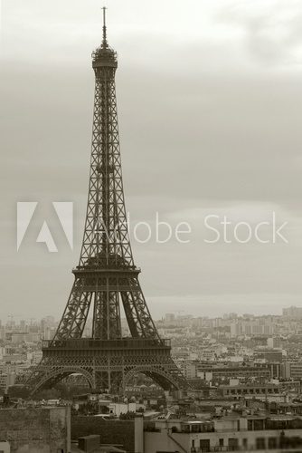 Fototapeta pochmurny Paryż i wieża eiffla