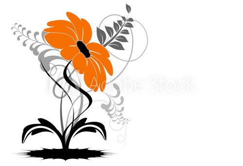 Fototapeta seria vector - dziwny kwiat wektor pomarańczowy