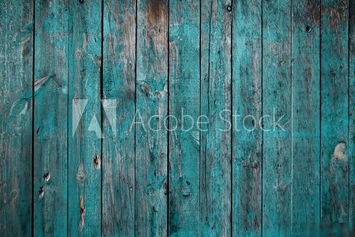 Fototapeta Stare drewniane ściany w kolorze turkusowym