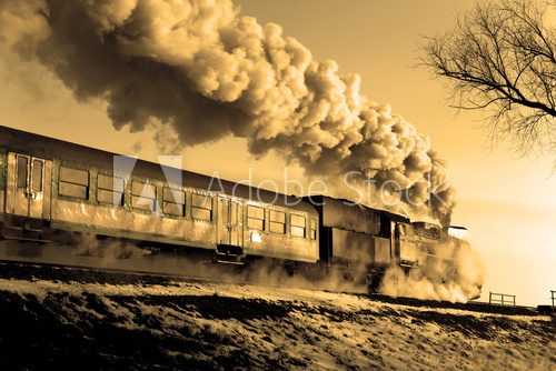 Fototapeta Stary retro pociąg parowy