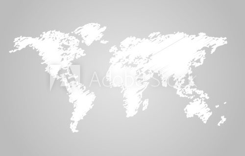 Fototapeta Szara mapa świata w szkicowym stylu