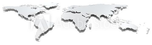 Fototapeta Szeroki obraz mapy świata. Widok cienkiej mapy świata stali. Metal