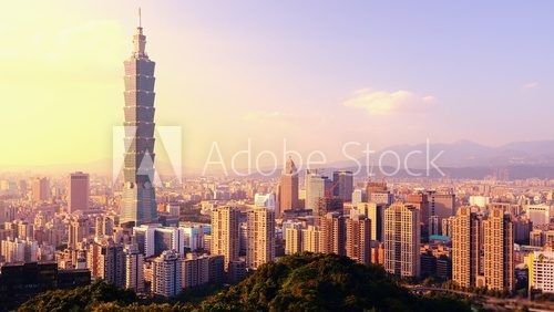 Fototapeta Tajpej, Tajwan Skyline Panorama