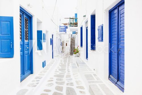 Fototapeta Ulica w Mykonos miasteczku, Mykonos wyspa, Cyclades, Grecja