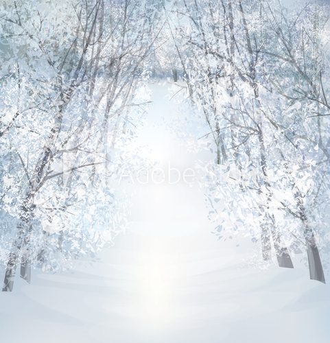 Fototapeta Wektorowy zima śniegu krajobraz.
