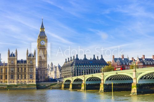 Fototapeta Westminster Bridge, Houses of Parliament i Thames river, UK