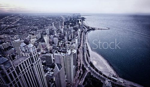 Fototapeta Widok z lotu ptaka Chicago downtown