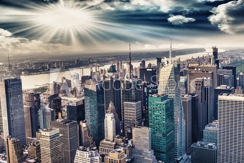 Fototapeta Widok z lotu ptaka na panoramę Manhattanu