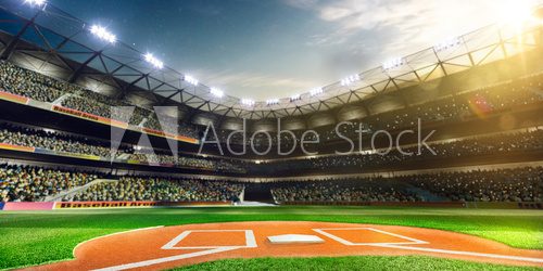 Fototapeta Wieczorny mecz na stadionie baseballowym