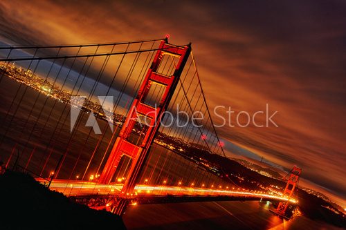 Fototapeta zachód słońca na Golden Gate Bridge