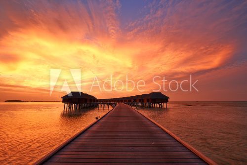 Fototapeta Zachód słońca na plaży Maldivian