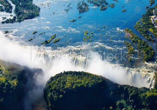 Fototapeta Zambezi rzeka i Wiktoria spadki, widok z lotu ptaka