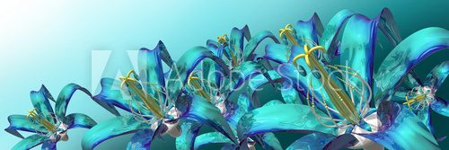 Obraz 3d niebieskie kwiaty panoramiczne