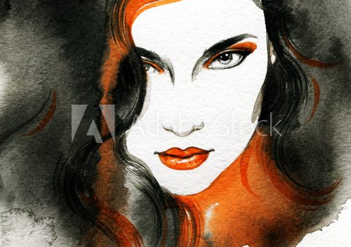 Obraz Artystyczny portret kobiety w akwareli