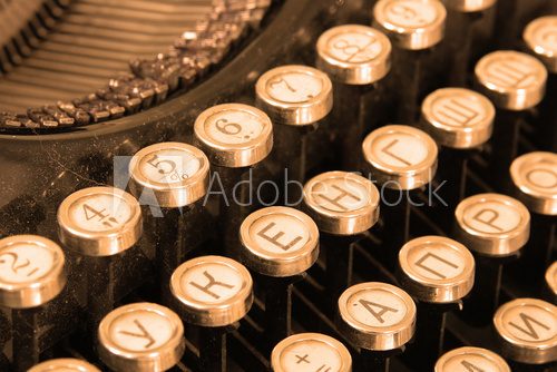 Obraz Klawiatura rocznika maszyna do pisania sepiowy