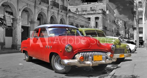 Obraz Kolorowa panorama samochodów Hawana