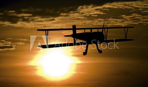 Obraz Samolot i zachód słońca