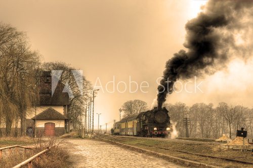 Obraz Stary retro pociąg parowy