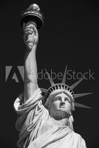 Obraz Statua Wolności, czarno-białe z czarnym niebem w Nowym Jorku