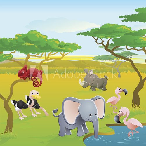 Obraz Zielona oaza – zwierzęta dzikiej Afryki