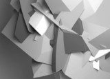 Fototapeta Abstrakcjonistyczna czarny i biały cyfrowa chaotyczna poligonalna powierzchnia
