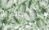 Fototapeta Akwarela tropikalny bezszwowy wzór: liście botaniczne