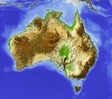 Fototapeta Australia, mapa reliefowa, kolorowa według elewacji