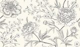 Fototapeta Botaniczne rysunki peonii i liści
