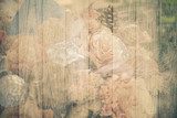 Fototapeta Bukiet kwiatów z efektem drewna i teksturą z filtrem retro vinta