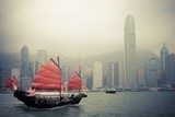 Fototapeta chiński styl żaglówkę w Hongkongu