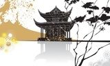 Fototapeta Chińskiej pagody abstrakcjonistyczny tło, tradycyjny obraz, wektor