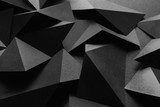 Fototapeta Ciemna kompozycja z czarnymi geometrycznymi kształtami, abstrakcyjne tło