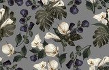 Fototapeta Elegancki wzór rumianych stonowanych rustykalnych kwiatów na białym tle na solidnym tle, idealny do drukowania na tekstyliach, tła, ręcznie robionych kart, zaproszeń, tapet, opakowań, wnętrz lub modnych wzorów.