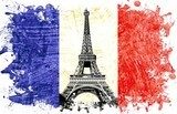Fototapeta Francja flaga Paryż Wieża Eiffla