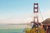 Fototapeta Golden Gate Bridge z chmurami i niebieskim niebem. San Francisco. USA.
