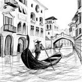 Fototapeta Gondola w Wenecji szkic wektor