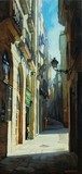 Fototapeta gotycka dzielnica w Barcelonie, obraz olejny na płótnie, illust