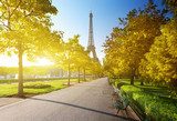 Fototapeta jesienny poranek i Wieża Eiffla, Paryż, Francja